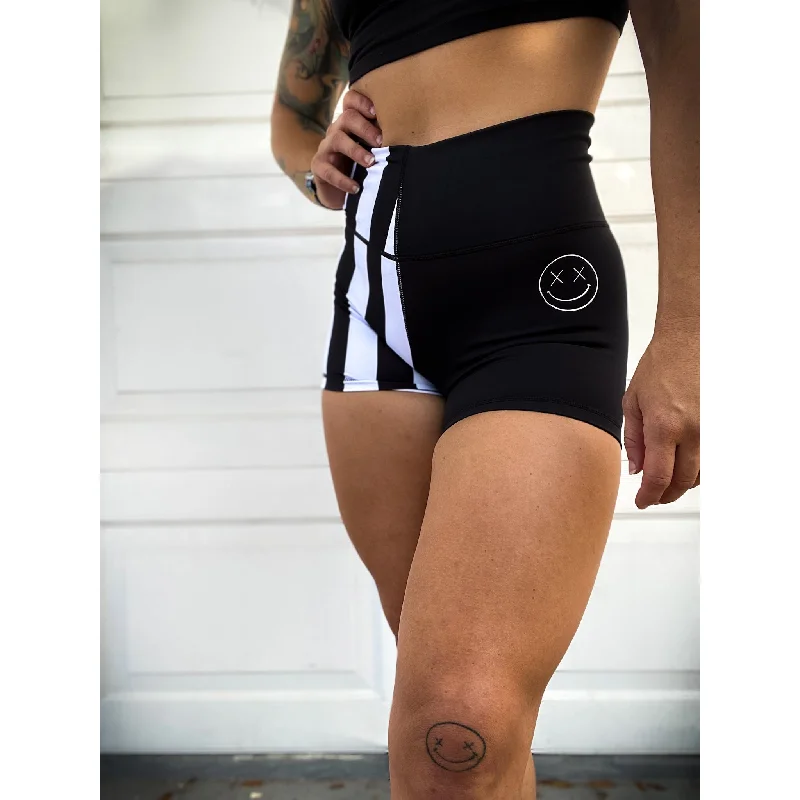 Salty Savage Ladies High Waist "Cruella Vibes" Spliced Training Shorts | Wet Suit Performance