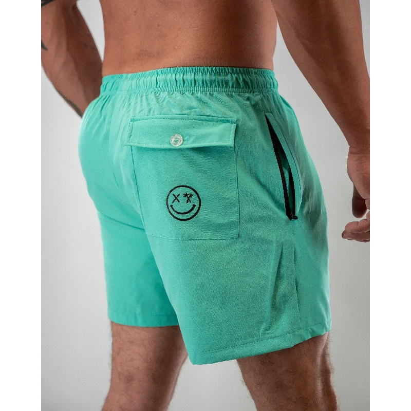 Salty Savage Men's “Spliced Smile” Fusion Gym to Swim Shorts