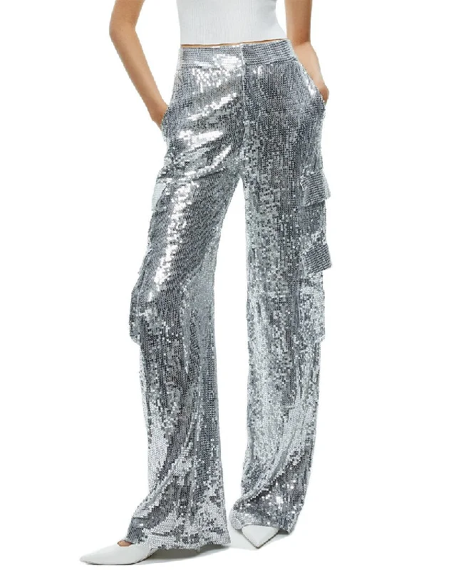 alice + olivia Hayes Sequin Wide Leg Cargo Pant