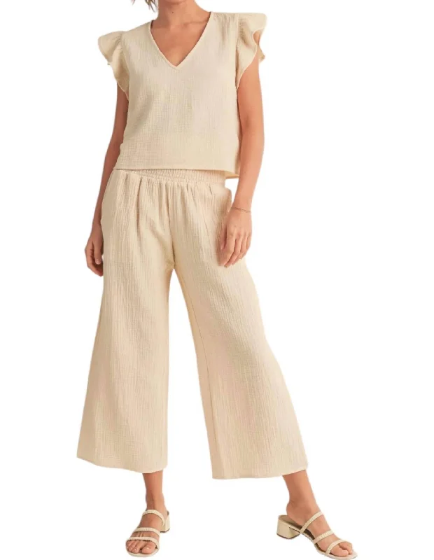 Double Gauze Smocked Pants In Ivory