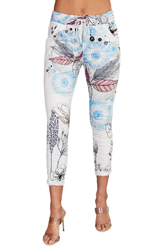 Floral Print Magic Pants In Blue