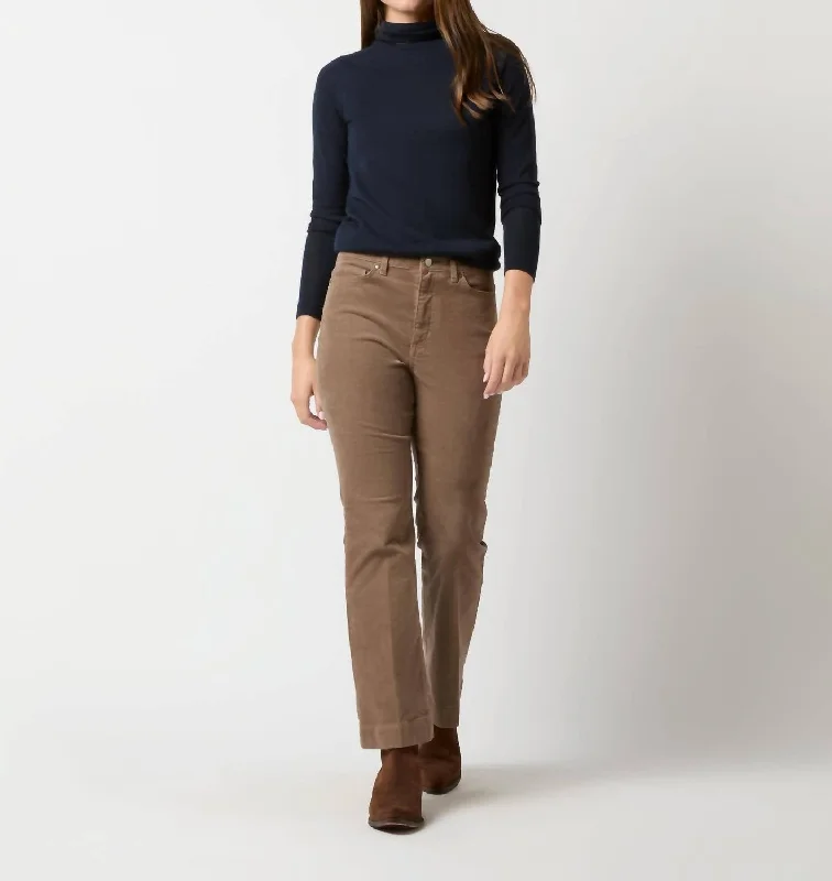 Kendall Flare 5-Pocket Jean In Mink Stretch Cord