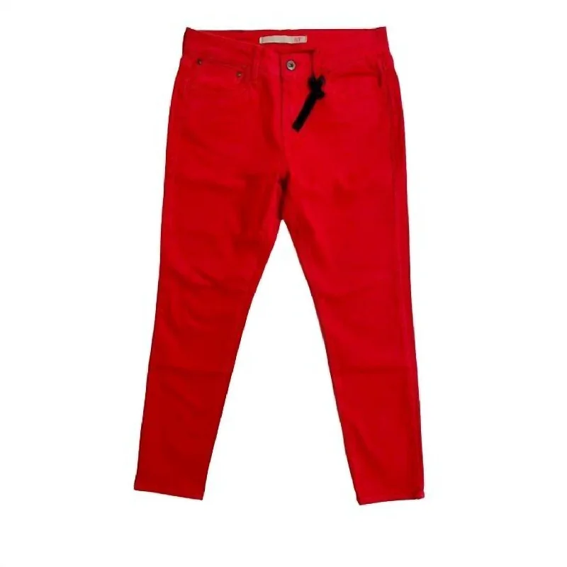 Midrise Ankle Denim Skinny Jeans In Red