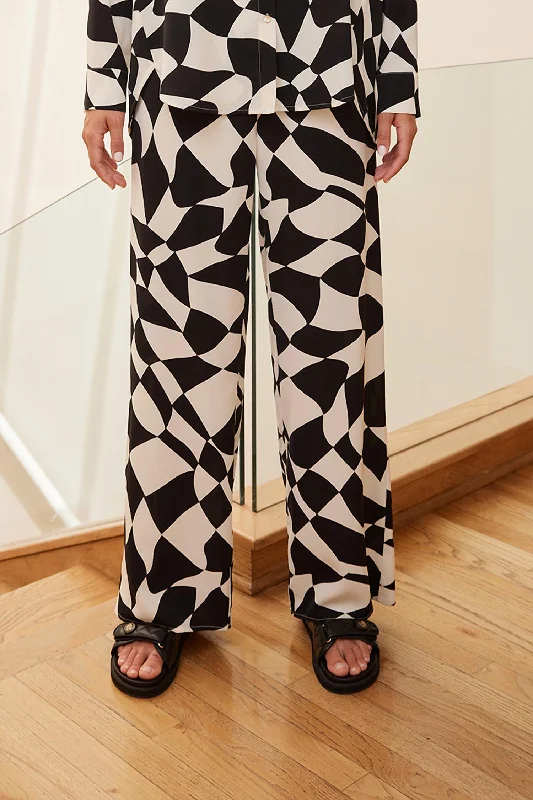 Rue Satin Pant In Geometric Geo