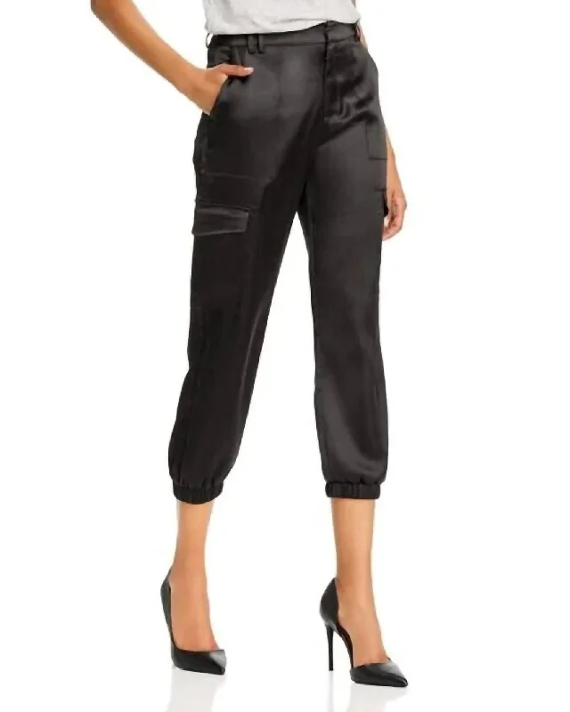 Satin Jogger Pants In Black