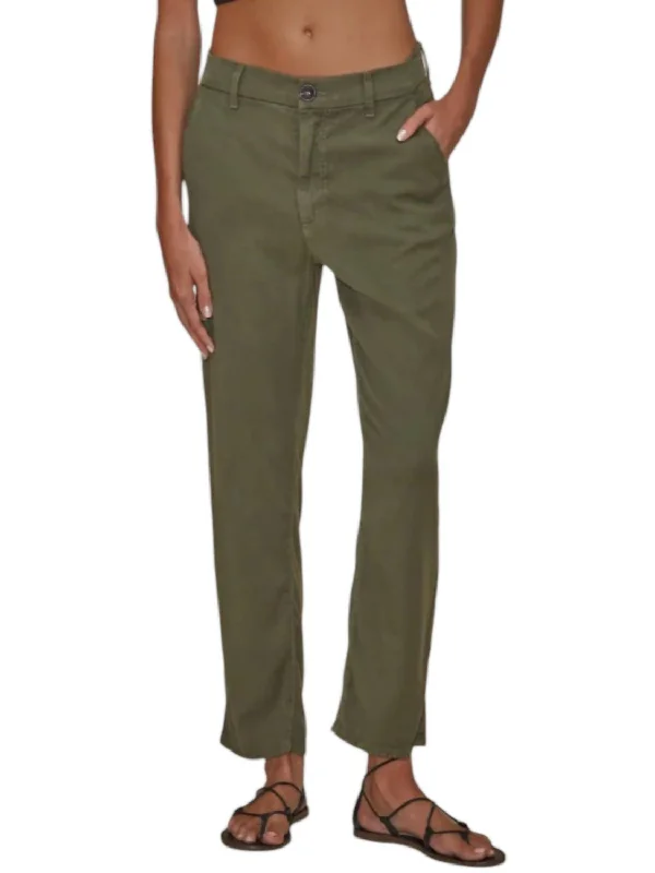 Sloane Slim Trouser In Olive Green