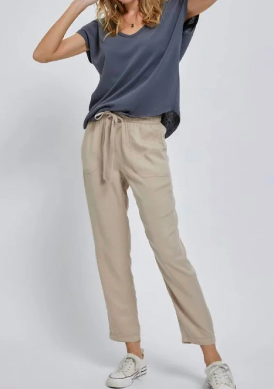 Tencel Drawstring Pocket Pant In Sand