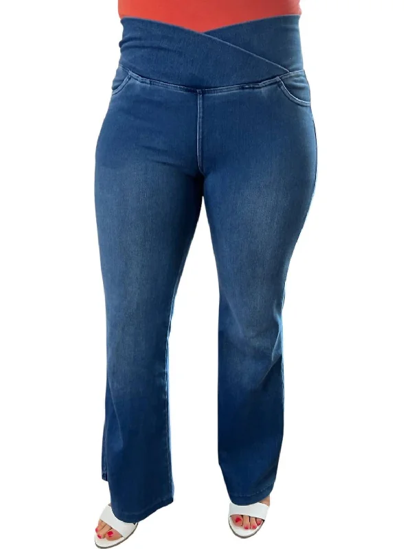 V-Waist Flare Jeggings In Light Denim