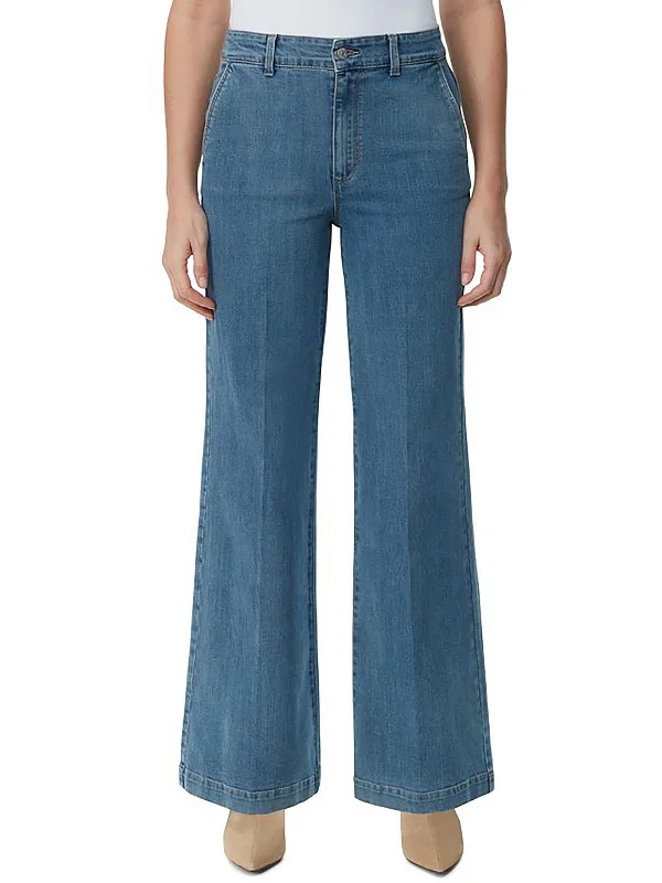 Womens High Rise Flared Wide Leg Jeans